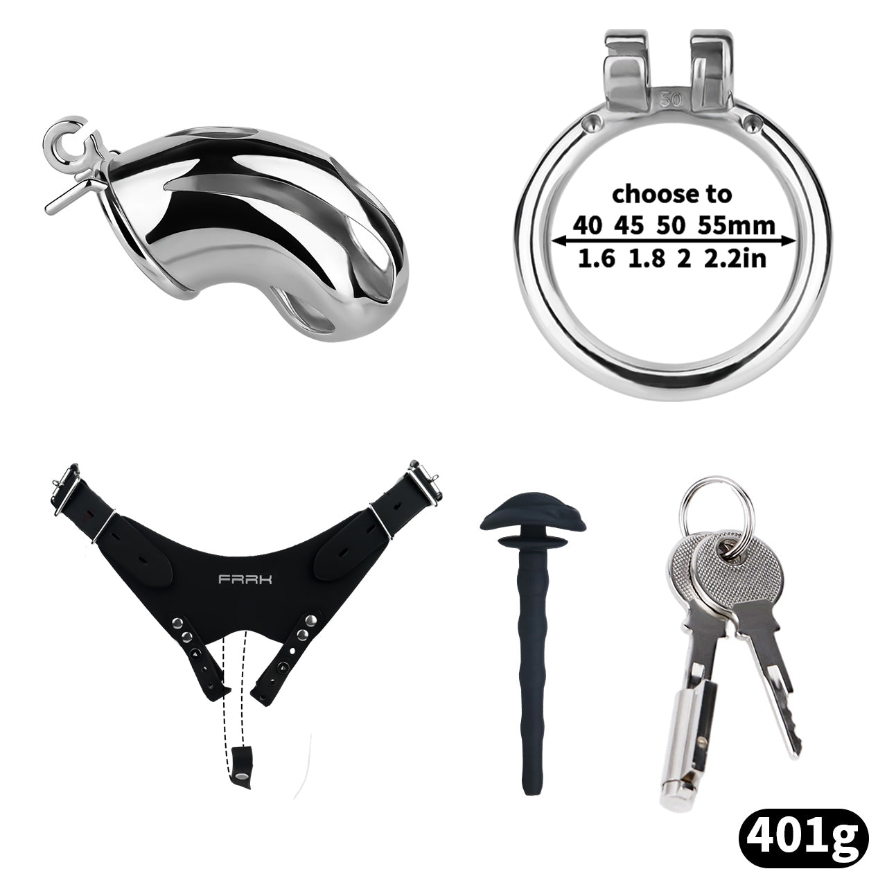 Cobra Series Mamba Chastity Cage | F312A Large Size - Silver