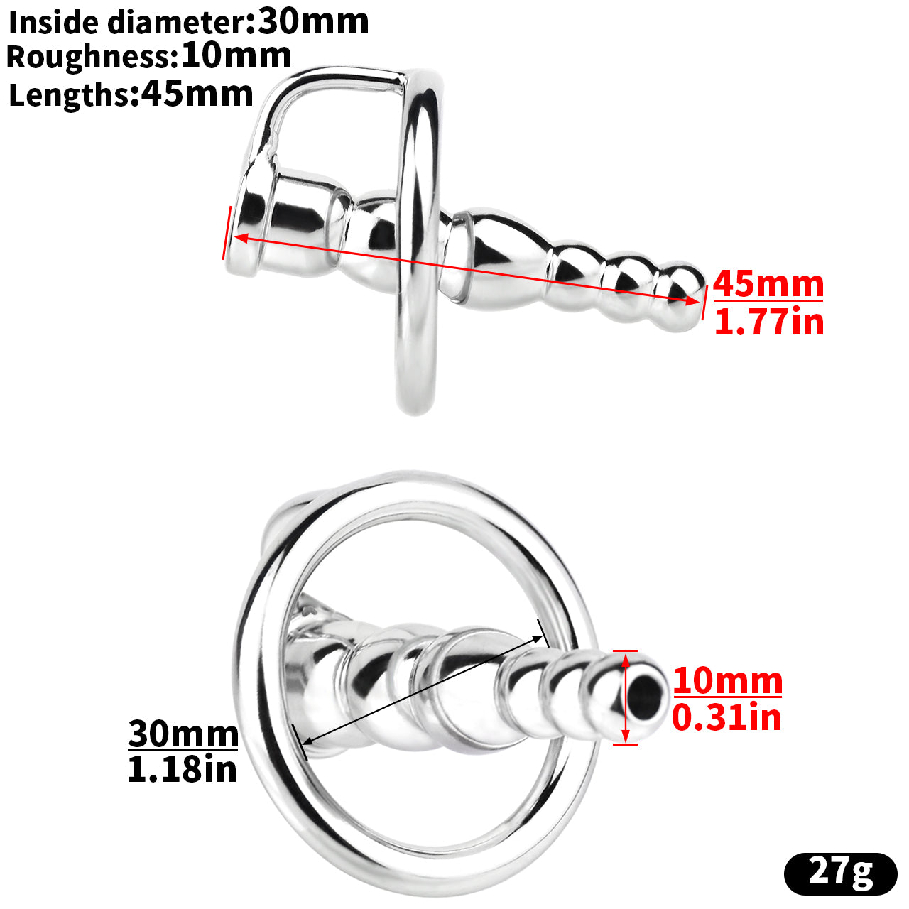 Hollow Urethral Sound with Penis Ring | F3253 - FRRK