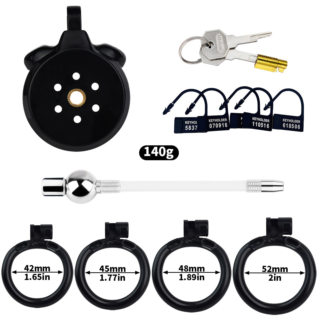 3D Printed Flat Chastity Cage with Inverted Steel Ball Catheter