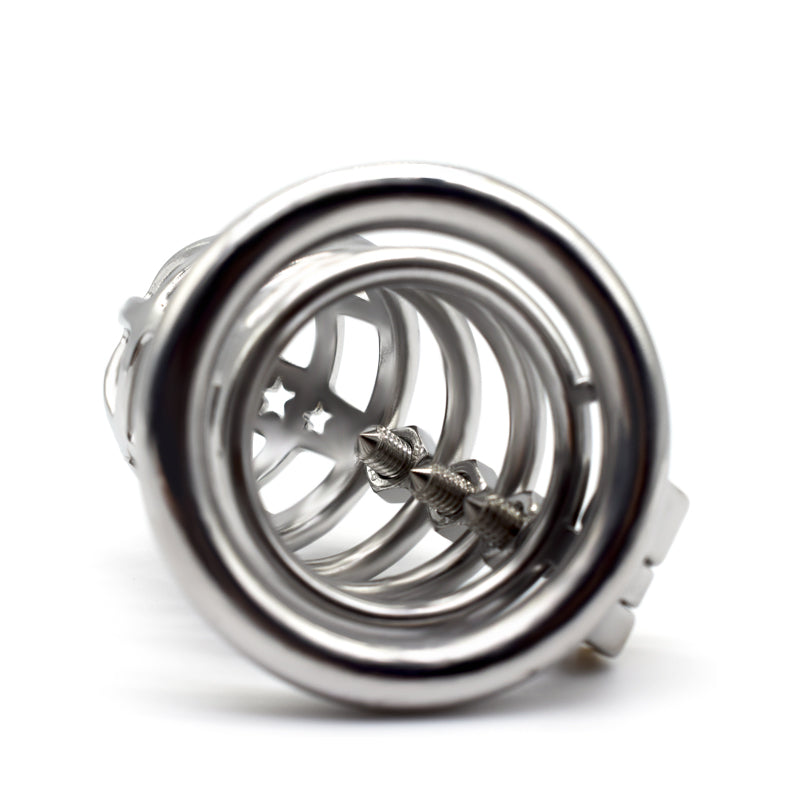 37mm Diameter Large Male Chastity Cage with Screw Spiked, F3070 - FRRK