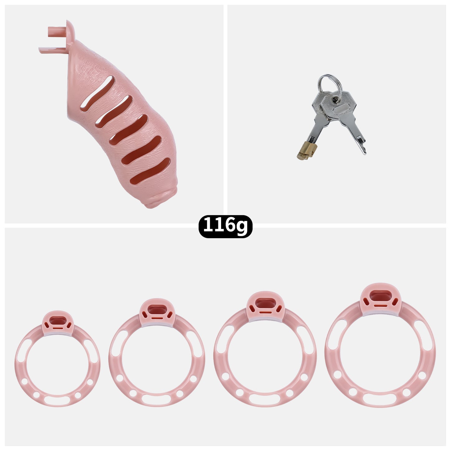 ABS Resin Realistic Dick Chastity Cage – Fully Enclosed Type AS037