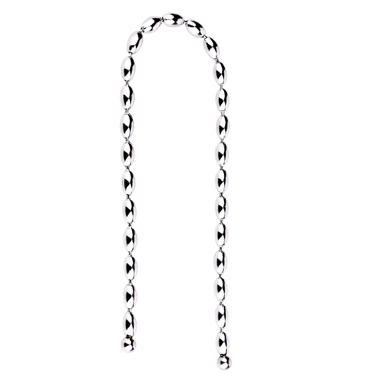 Metal Soft Urethral Sounds Penis Plug with Chain - Oval shaped | F3206 - FRRK