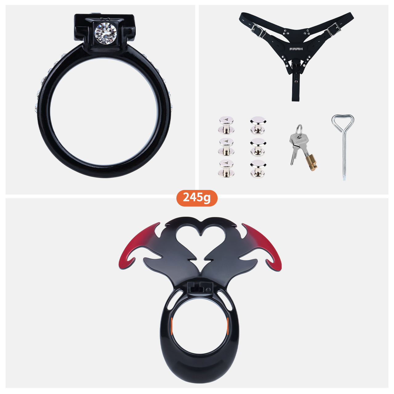 Succubus Rhinestone Dual Cock Ring Chastity Cage | AS211