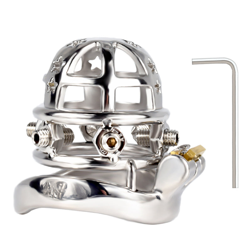 37mm Diameter Large Male Chastity Cage with Screw Spiked, F3069 - FRRK