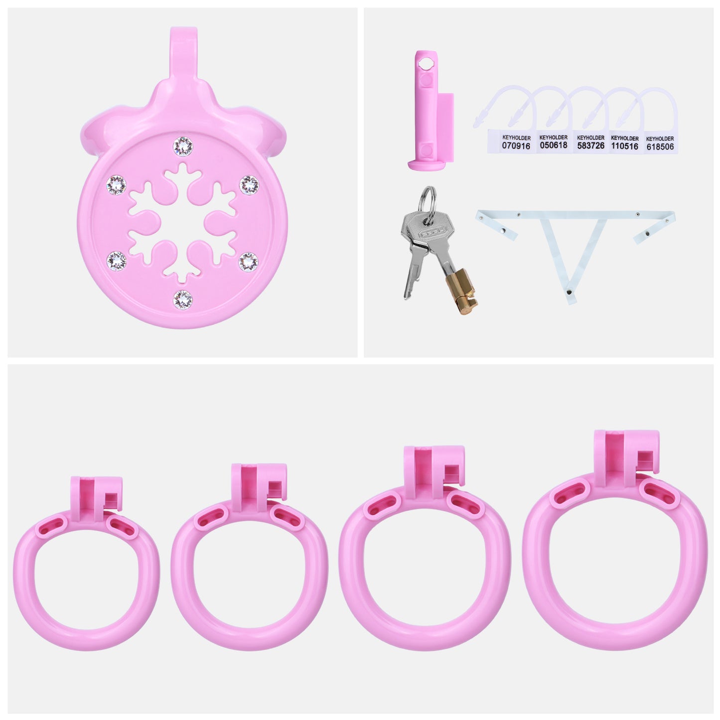 ABS Resin Rhinestone Snowflake Flat Chastity Cage | AS603