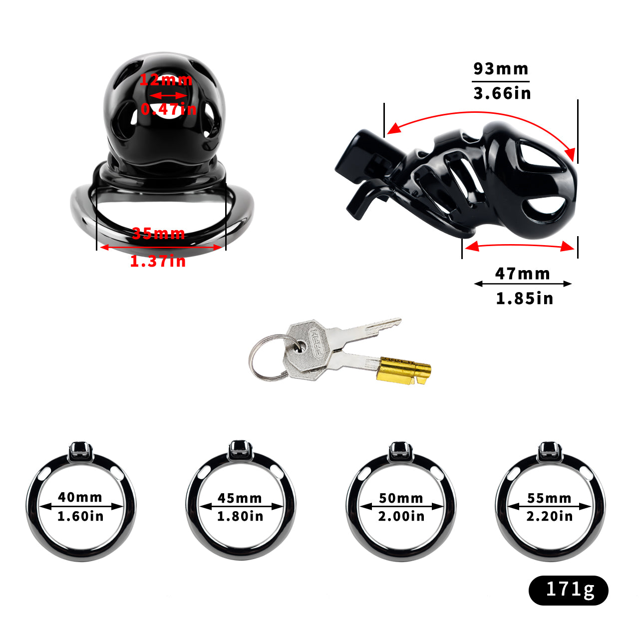 ABS & Aluminum Alloy Chastity Cage - Large Size