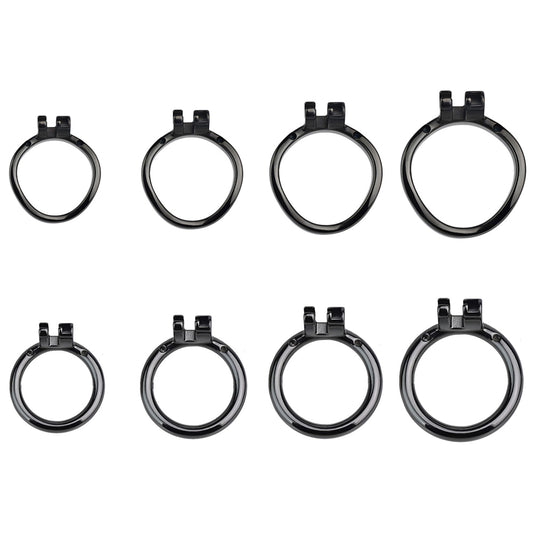 Base Rings for FRRK Metal Chastity Cage That Fit Internal Side Slide Lock System Only - Black Version