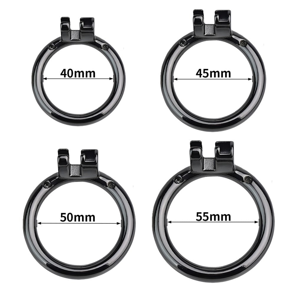 Base Rings for FRRK Metal Chastity Cage That Fit Internal Side Slide Lock System Only - Black Version