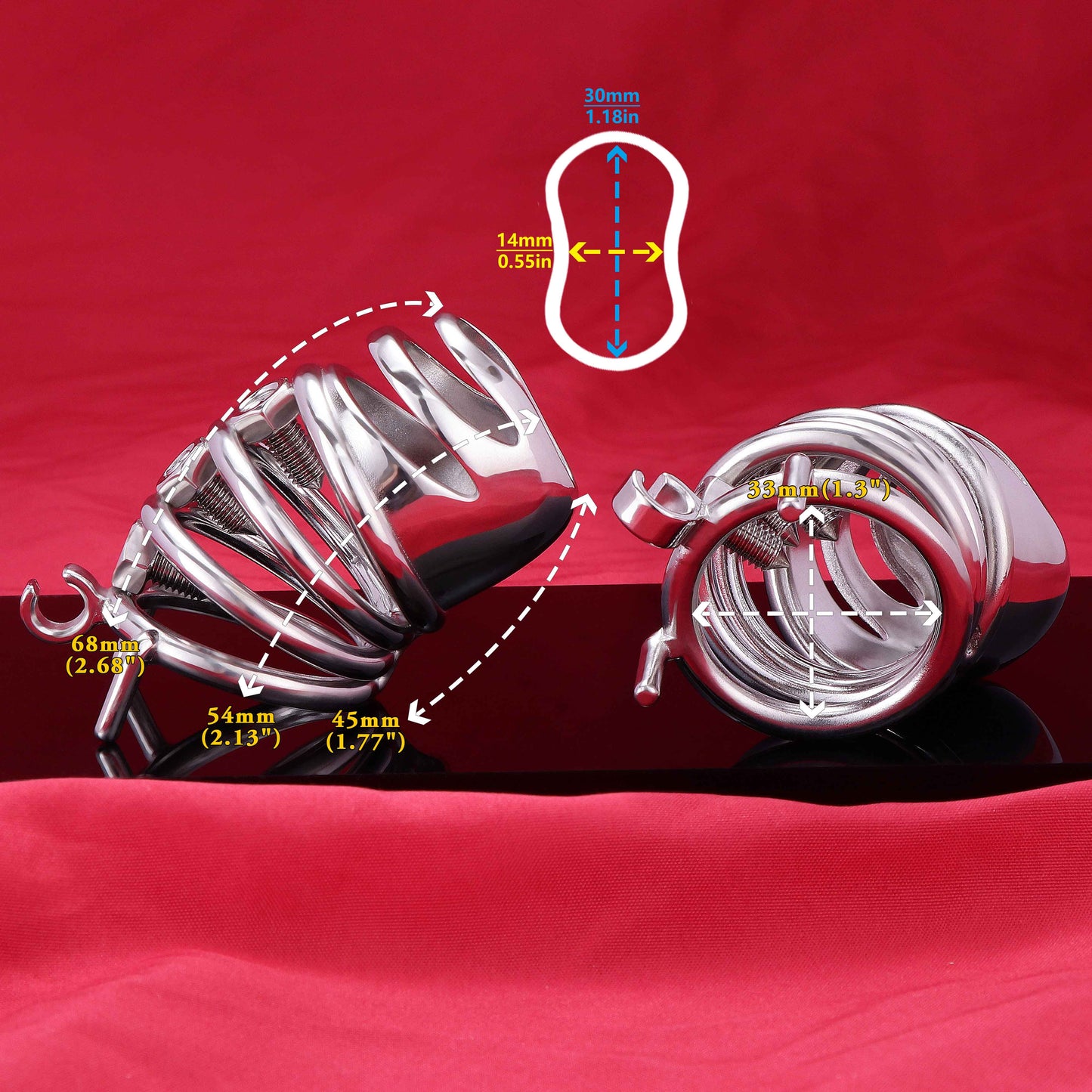 Split-Front Open Spiked Chastity Cage, F3103