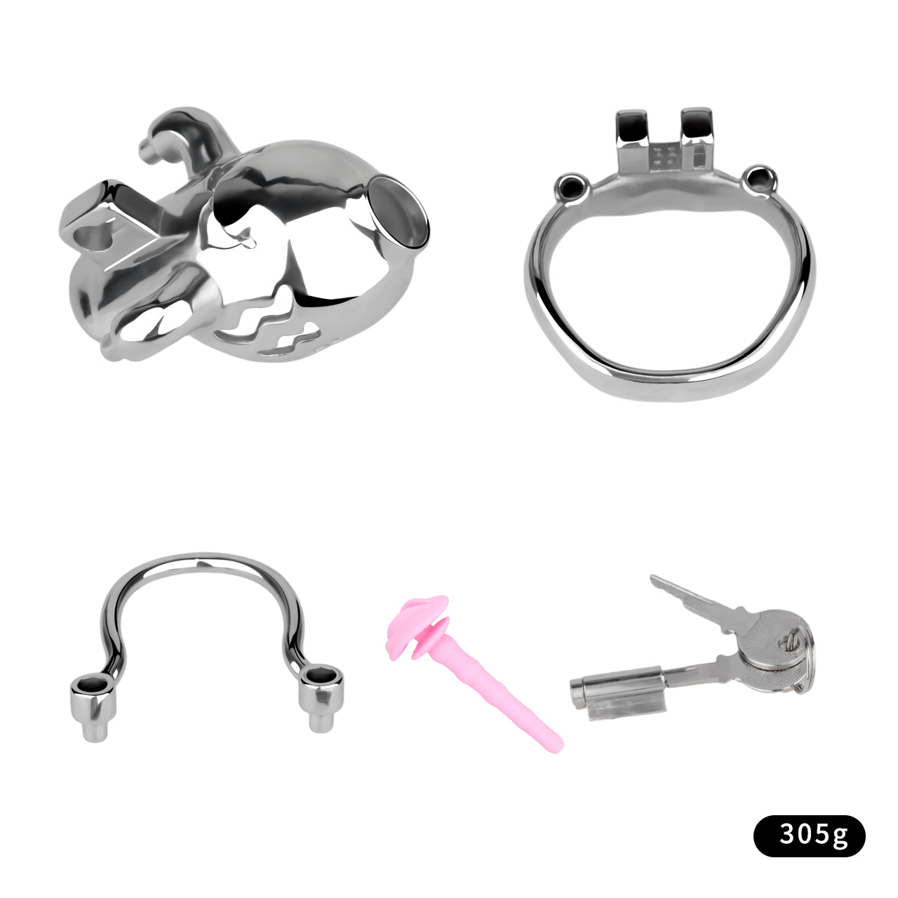 Weighted Chastity Cage Training with Silicone Catheter | F262C