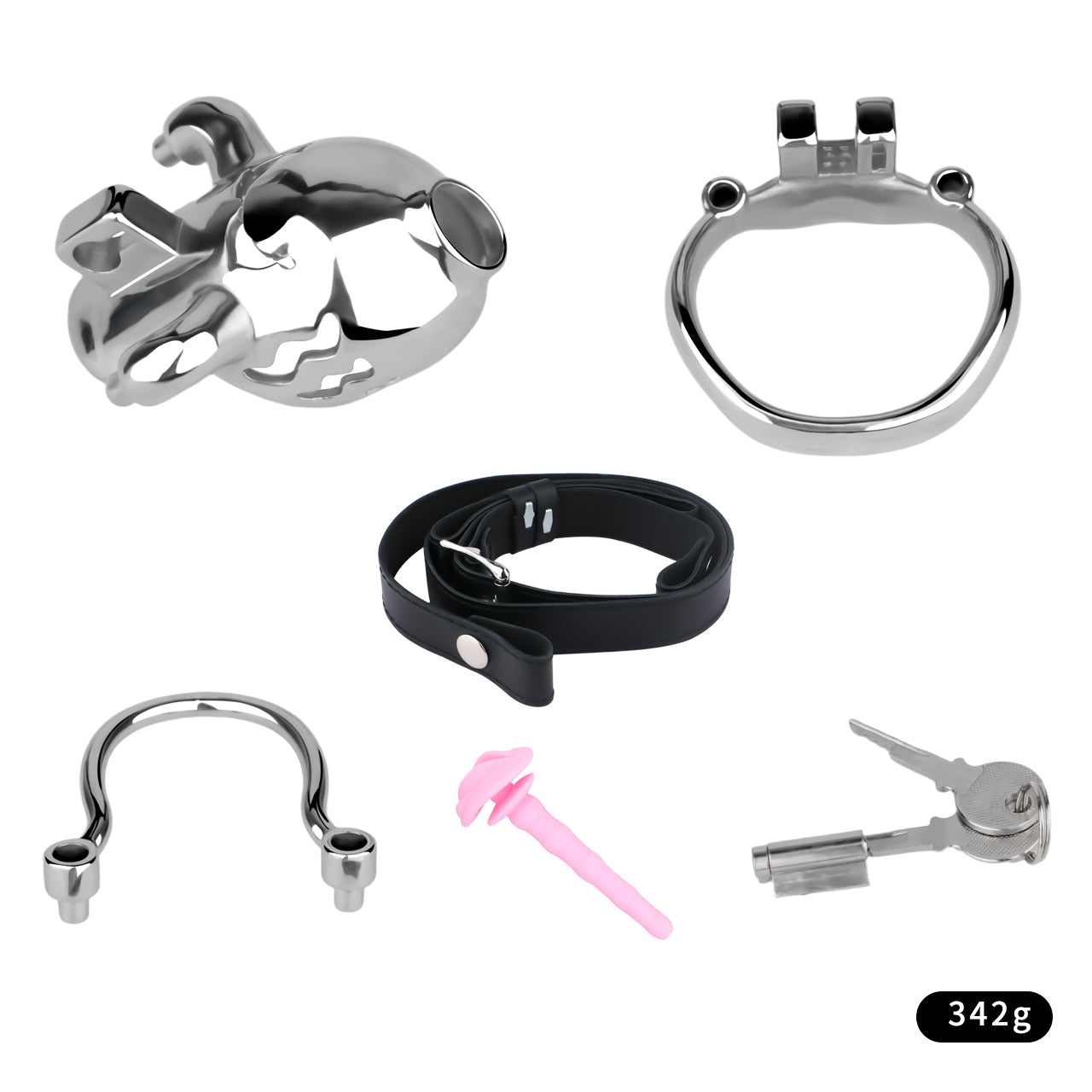 Weighted Chastity Cage Training with Silicone Catheter | F262C