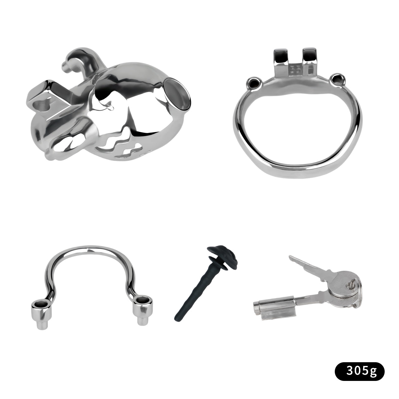 Weighted Chastity Cage Training with Silicone Catheter | F262C