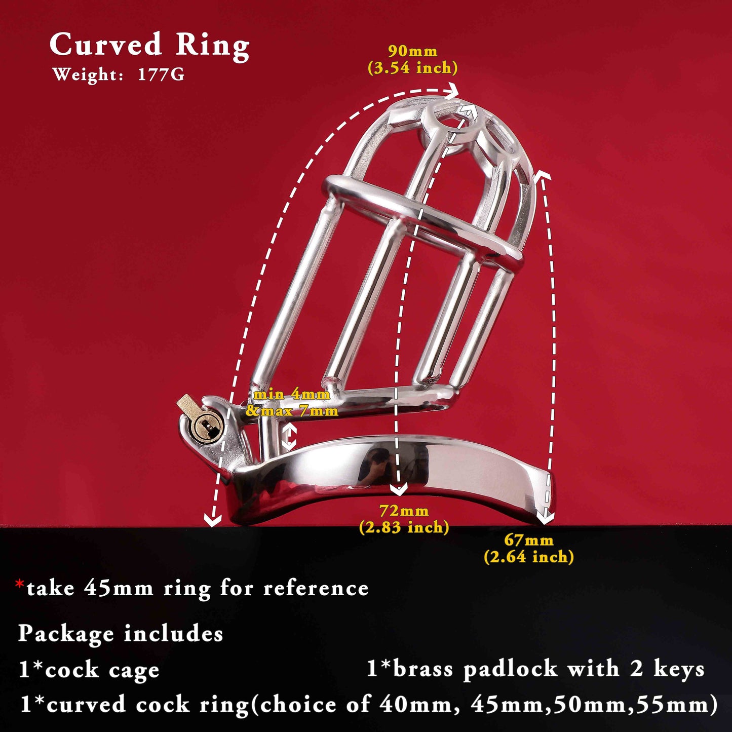 Male Chastity Full Steel Lock-Cock Penis Cage, F3010 - FRRK
