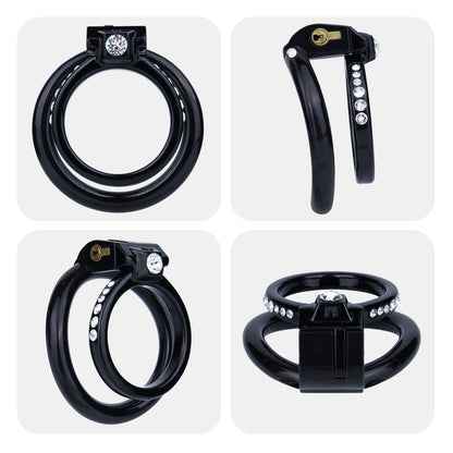 ABS Resin Rhinestone Dual Cock Ring Chastity Cage | AS602