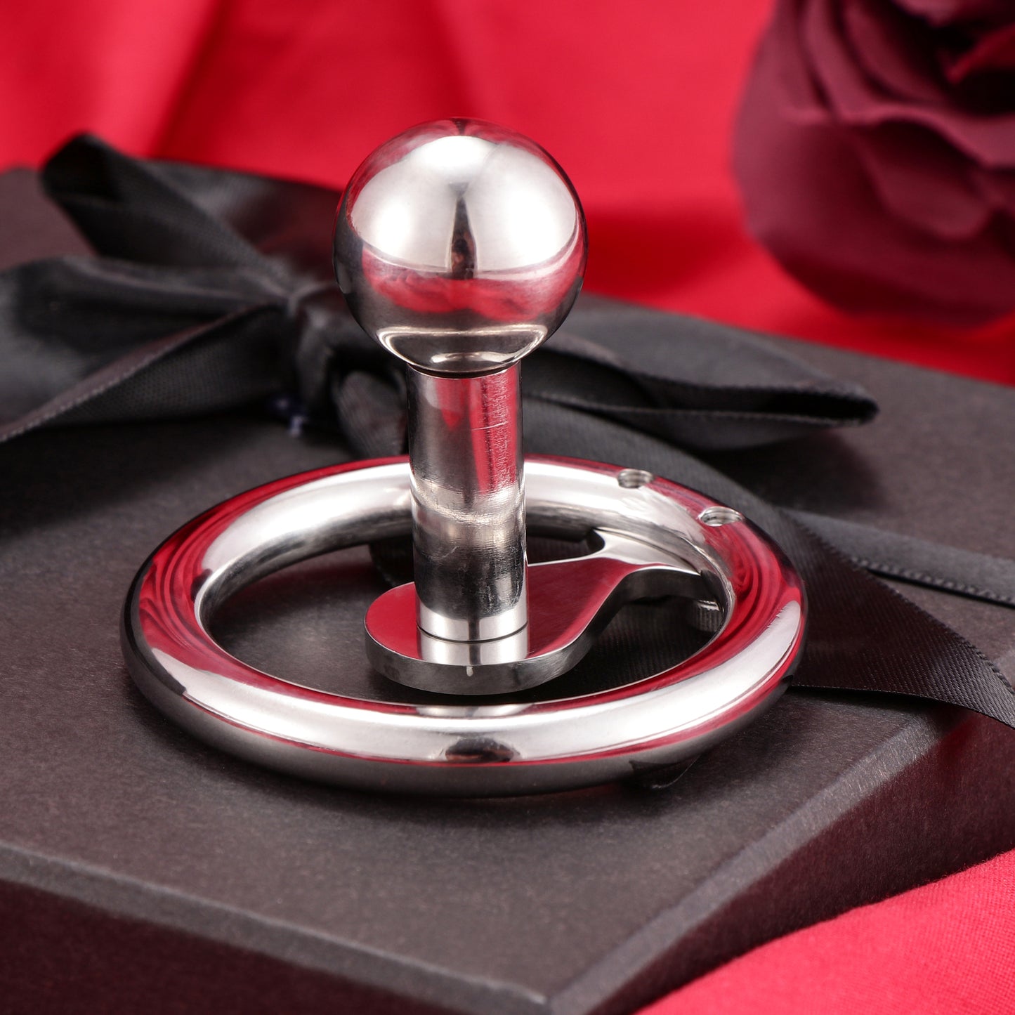 Negative Long Bar Ball Inverted Steel Flat Chastity Cage, F3159 - FRRK