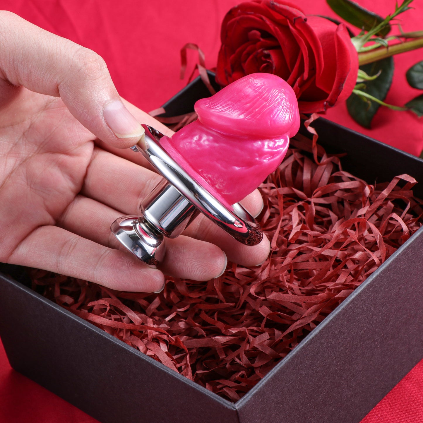 Flat Inverted Chastity Cage With Dildo, F3404 - FRRK