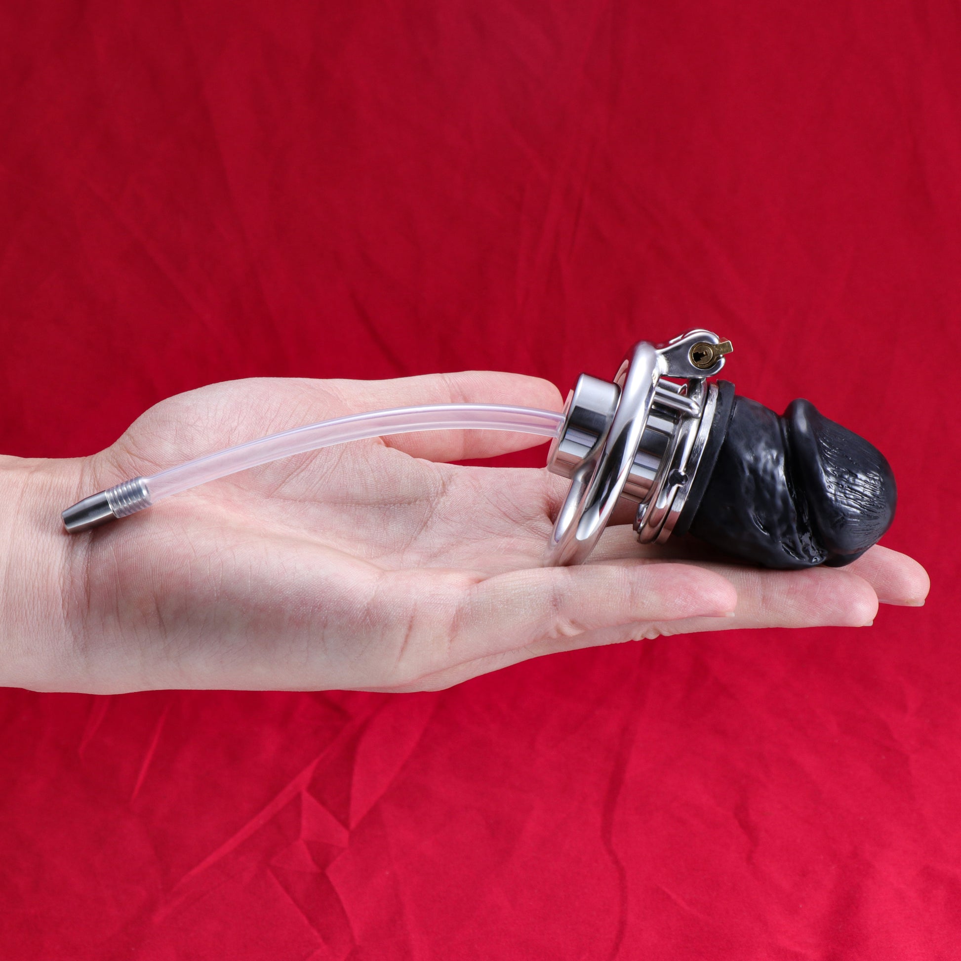 Inverted Single Cylinder Chastity Cage With Dildo & Catheter, F3407 - FRRK