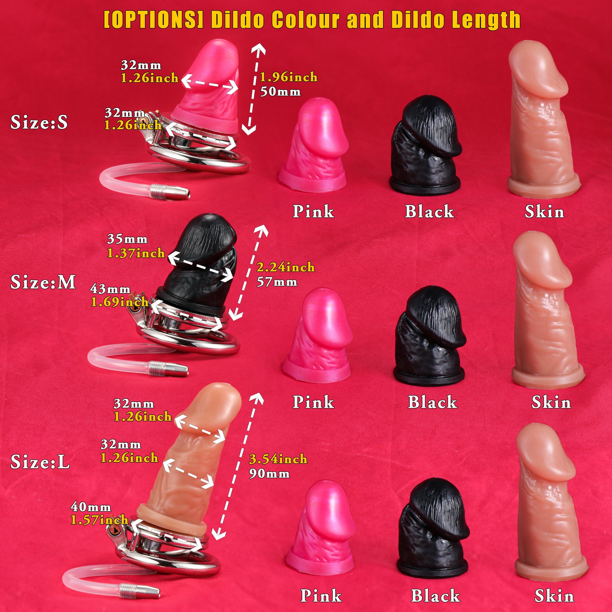 Inverted Double Cylinder Chastity Cage With Dildo & Catheter, F3406 - FRRK