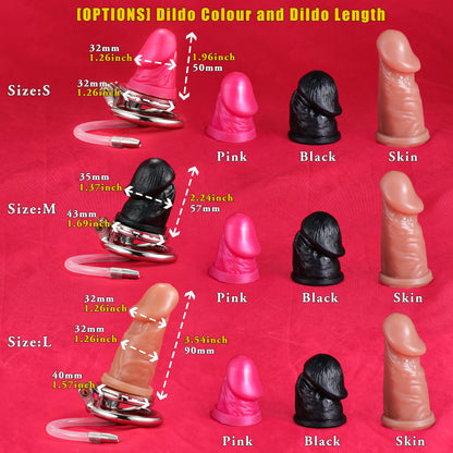 Inverted Double Cylinder Chastity Cage With Dildo & Catheter, F3406 - FRRK