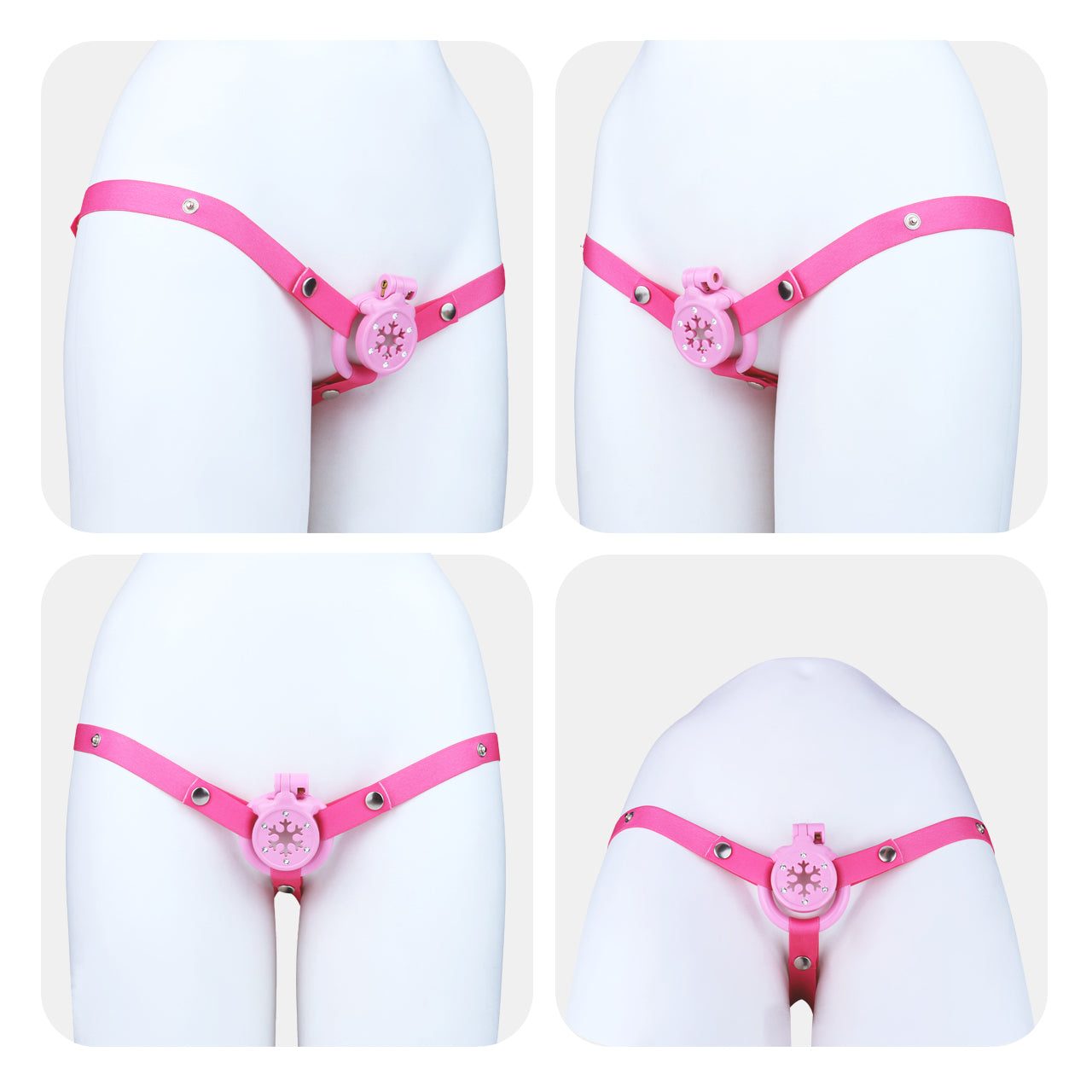 ABS Resin Rhinestone Snowflake Flat Chastity Cage | AS603