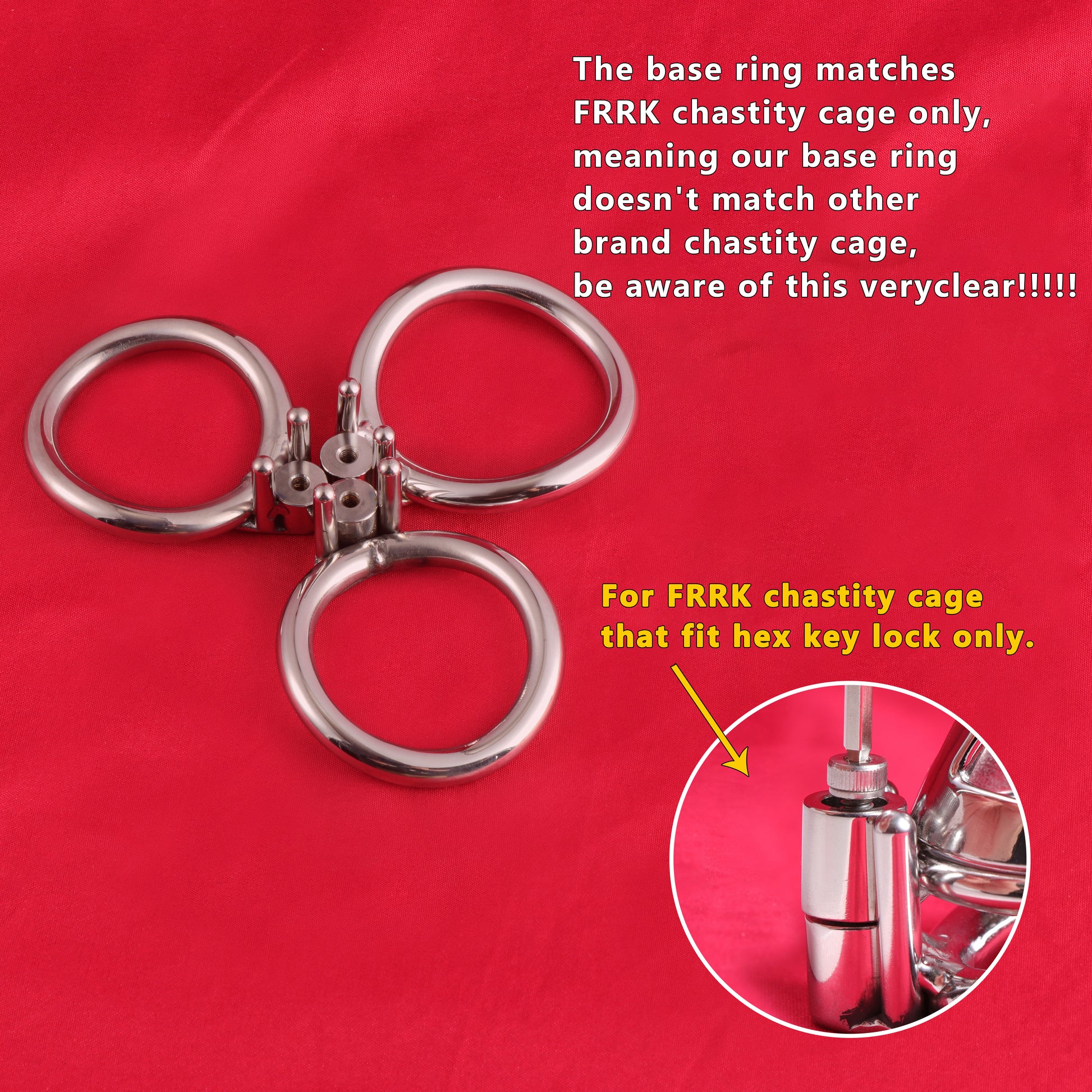 Base Rings for FRRK Chastity Cage That Fit Hex Key Lock Only, K05 - FRRK