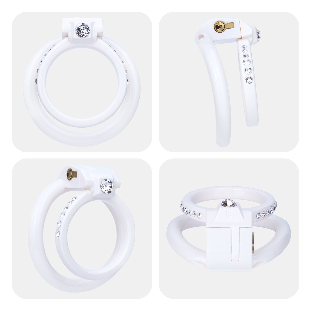 ABS Resin Rhinestone Dual Cock Ring Chastity Cage | AS602
