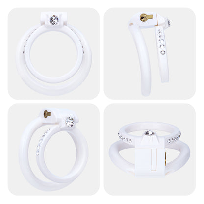 ABS Resin Rhinestone Dual Cock Ring Chastity Cage | AS602