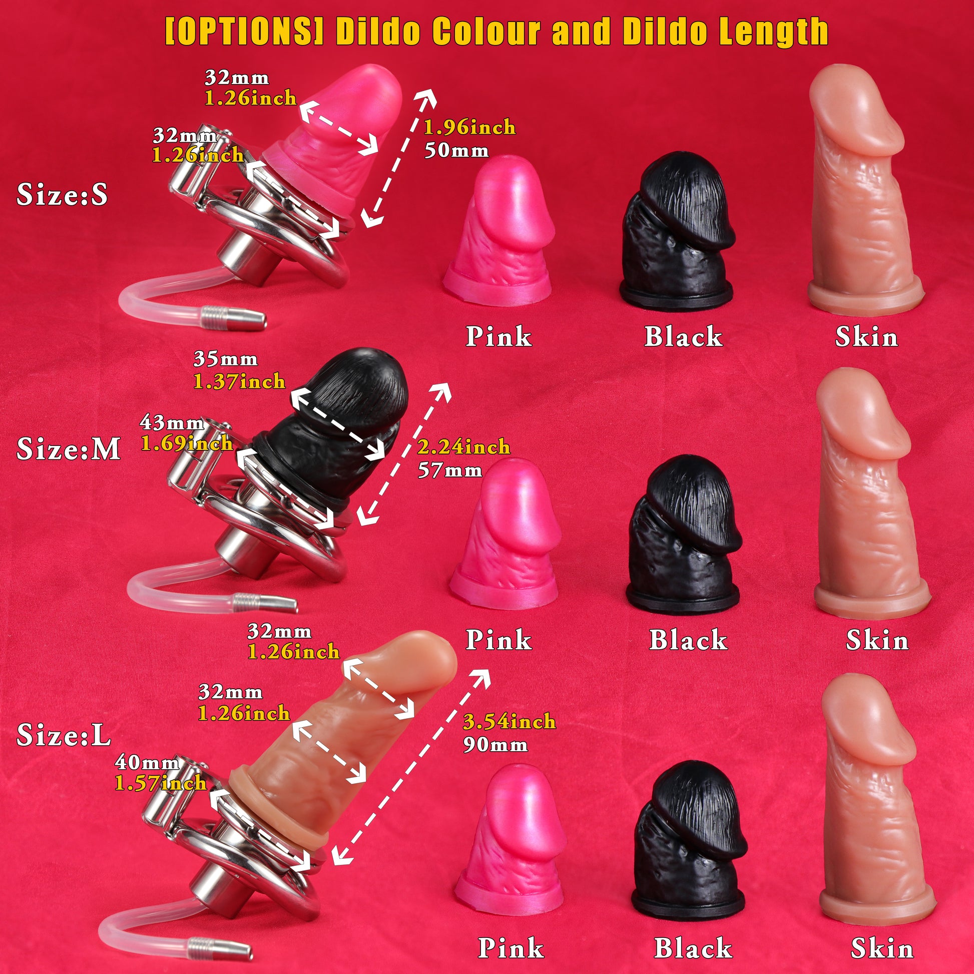 Screw Lock Inverted Double Cylinder Chastity Cage With Dildo & Catheter, F3410 - FRRK