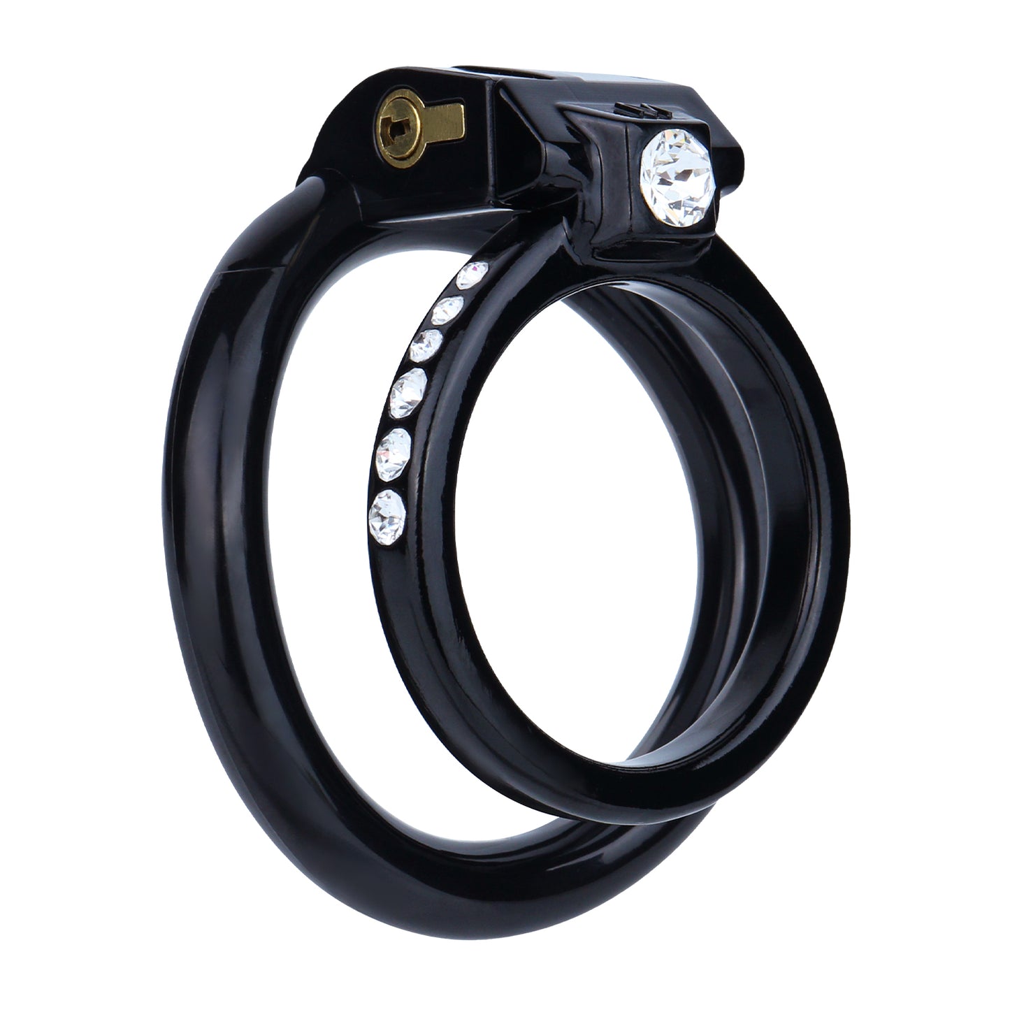 ABS Resin Rhinestone Dual Cock Ring Chastity Cage | AS602