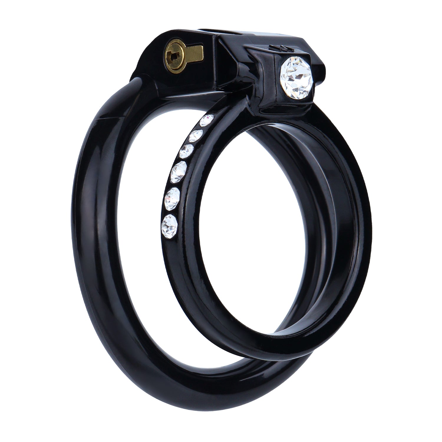 ABS Resin Rhinestone Dual Cock Ring Chastity Cage | AS602