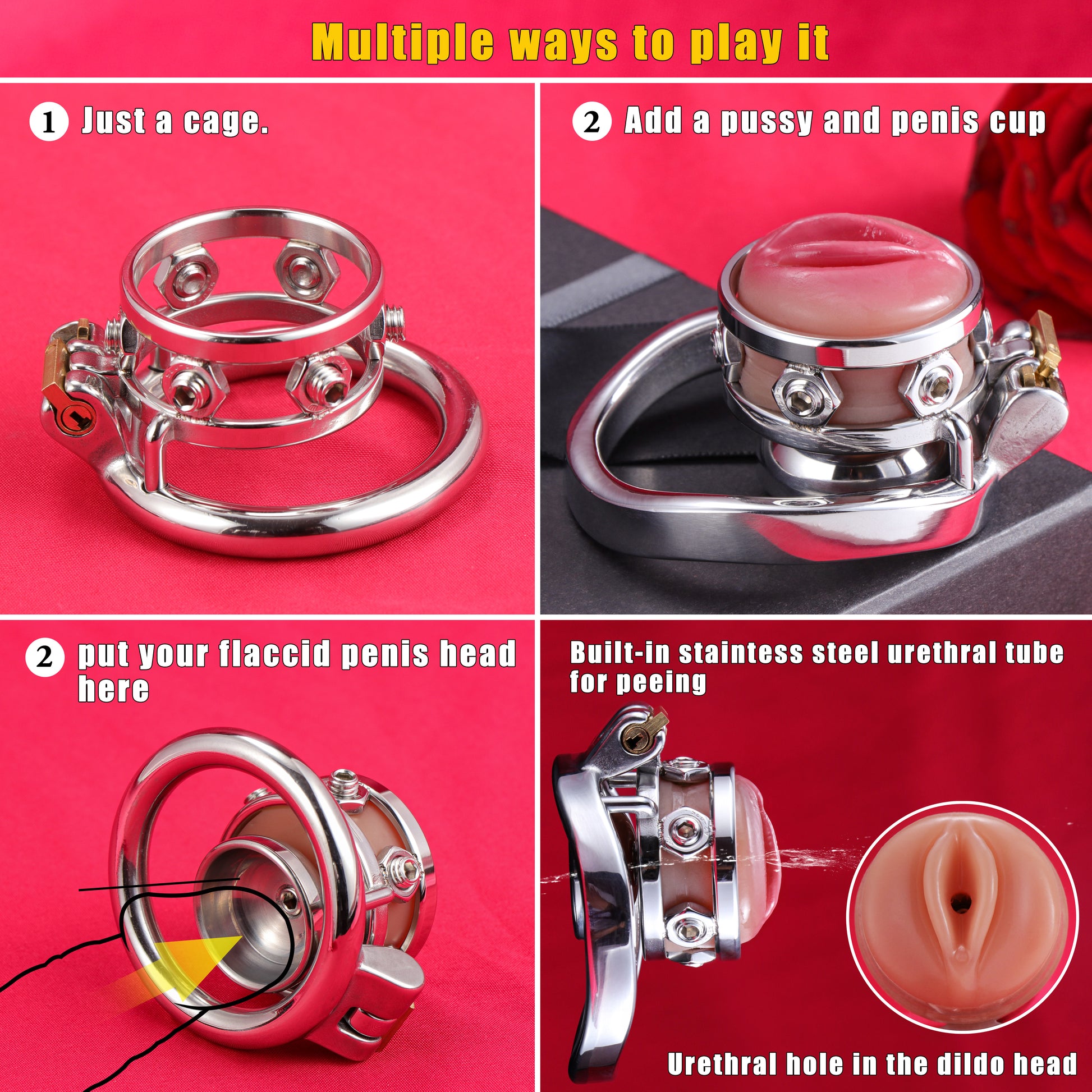 Silicone Pussy Inverted Chastity Cage, F3411 - FRRK