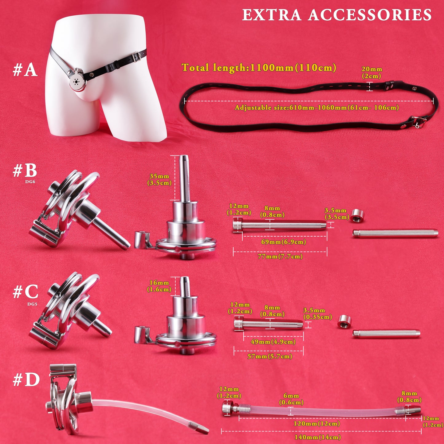 Inverted Double Cylinder Flat Chastity Cage Allen Wrench Lock, F3152 - FRRK