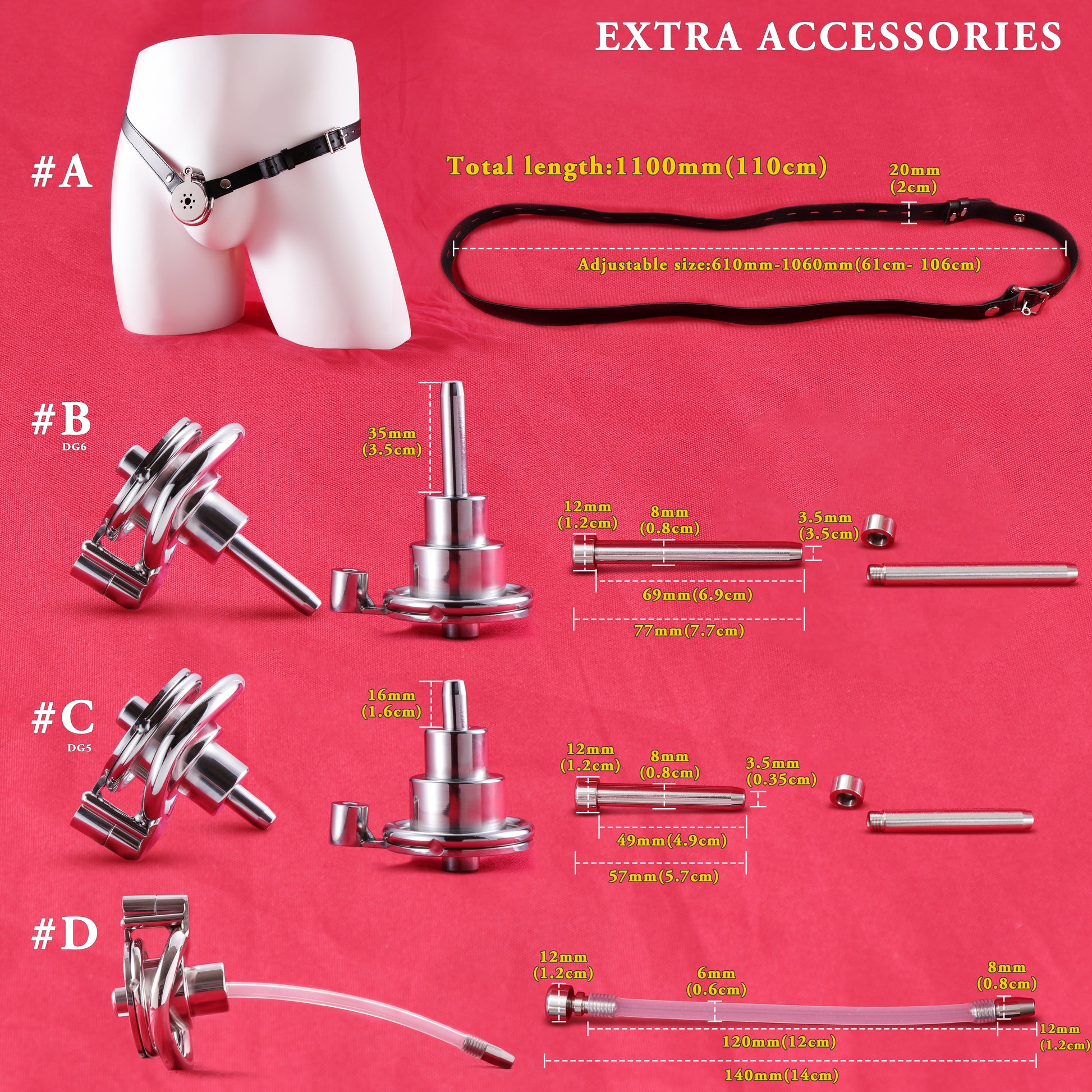 Inverted Double Cylinder Flat Chastity Cage Allen Wrench Lock, F3152 - FRRK