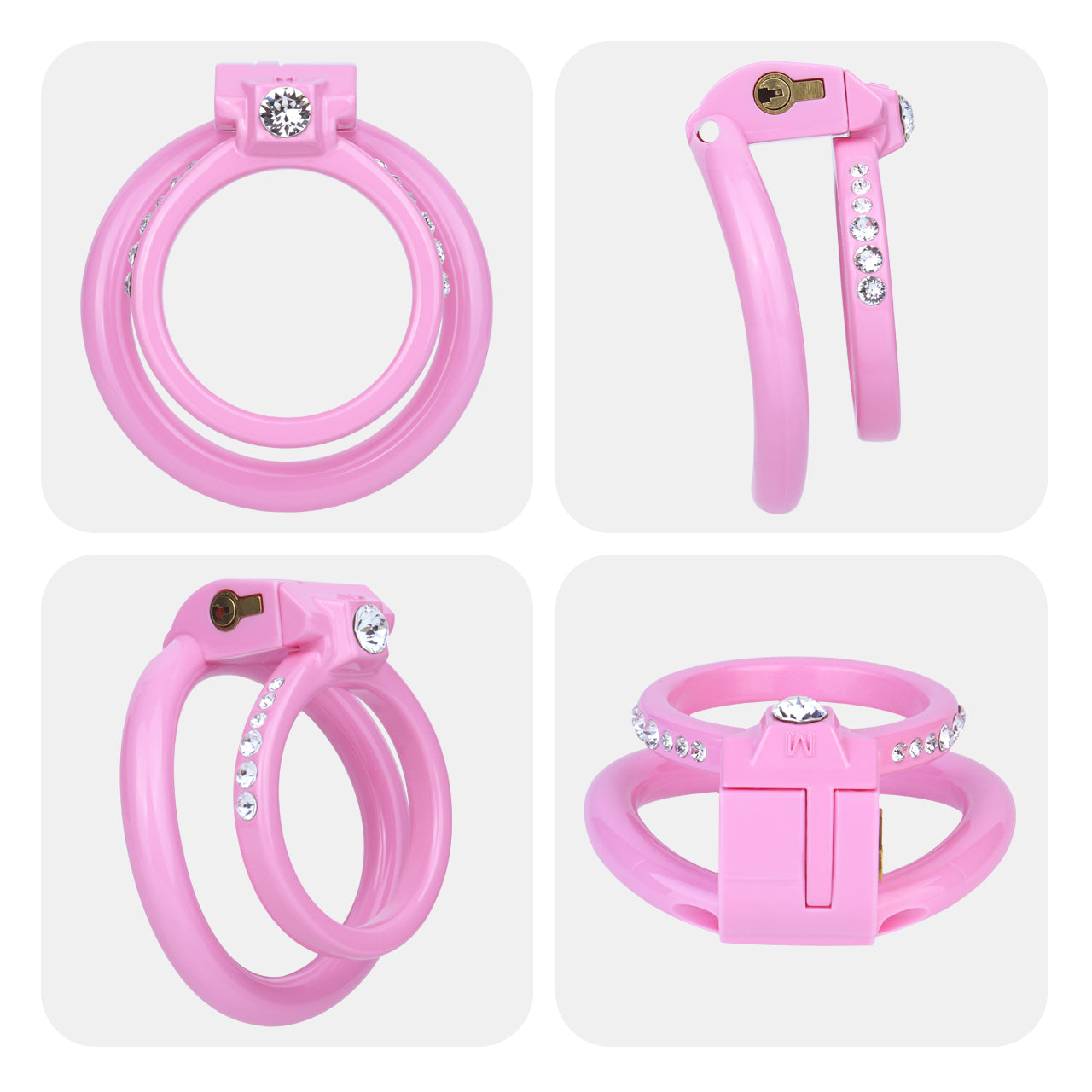 ABS Resin Rhinestone Dual Cock Ring Chastity Cage | AS602