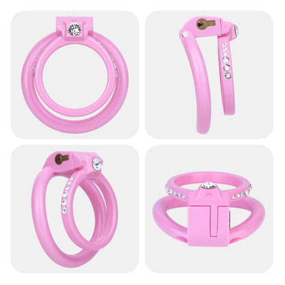 ABS Resin Rhinestone Dual Cock Ring Chastity Cage | AS602