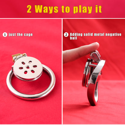 Flat Chastity Cage with Solid Metal Negative Ball, F3193 - FRRK