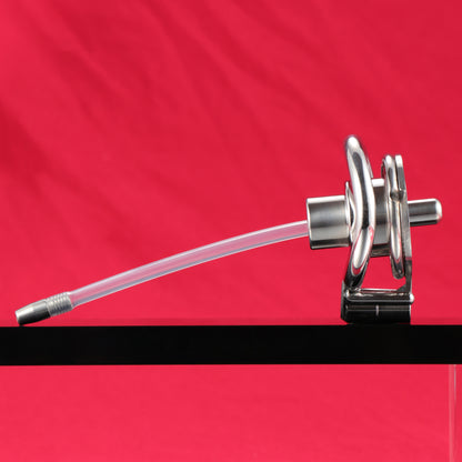 Screw Lock Inverted Double Cylinder Chastity Cage With Dildo & Catheter, F3410 - FRRK