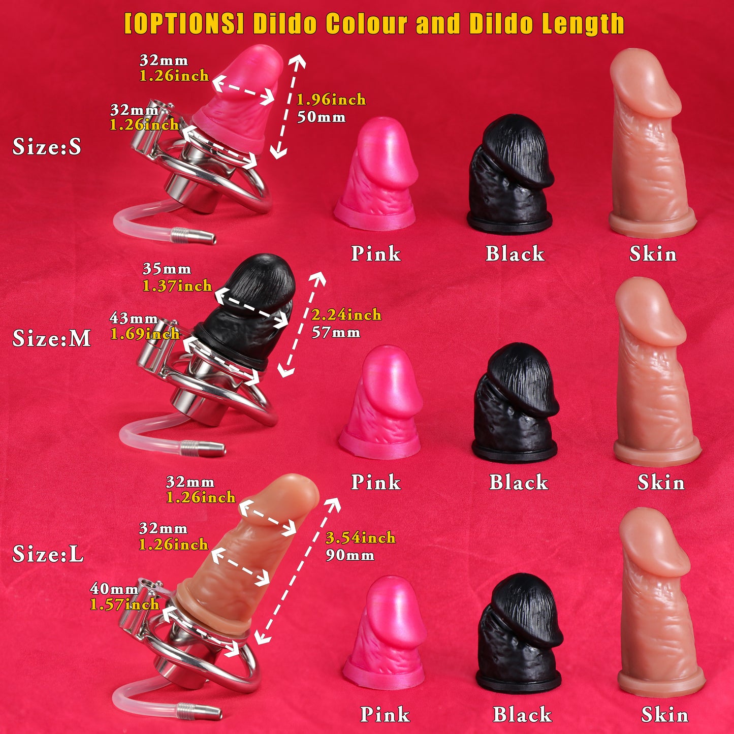 Screw Lock Inverted Single Cylinder Chastity Cage With Dildo & Catheter, F3409 - FRRK