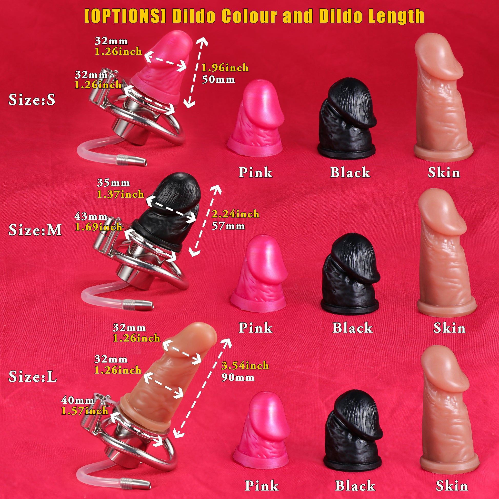 Screw Lock Inverted Single Cylinder Chastity Cage With Dildo & Catheter, F3409 - FRRK