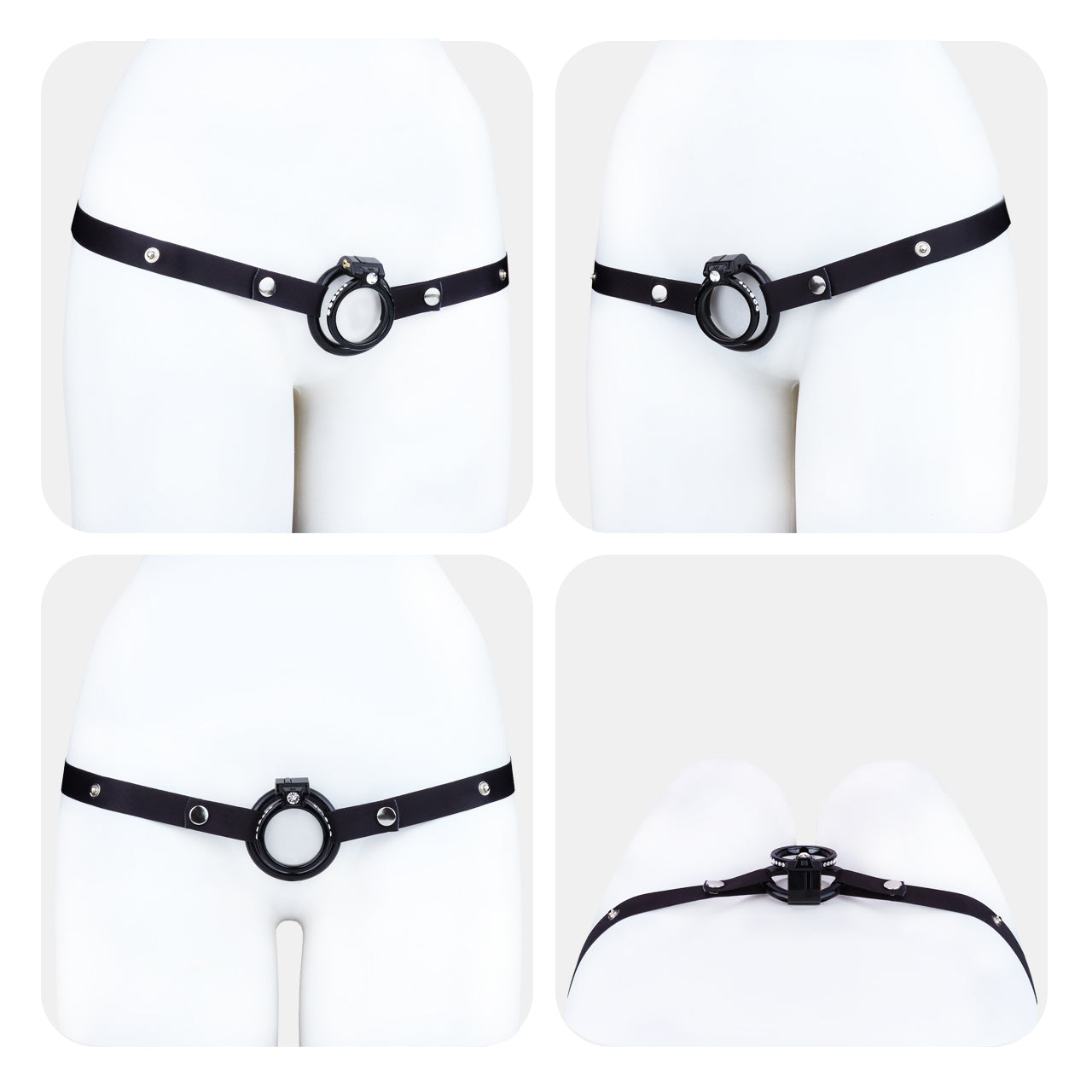 ABS Resin Rhinestone Dual Cock Ring Chastity Cage | AS602