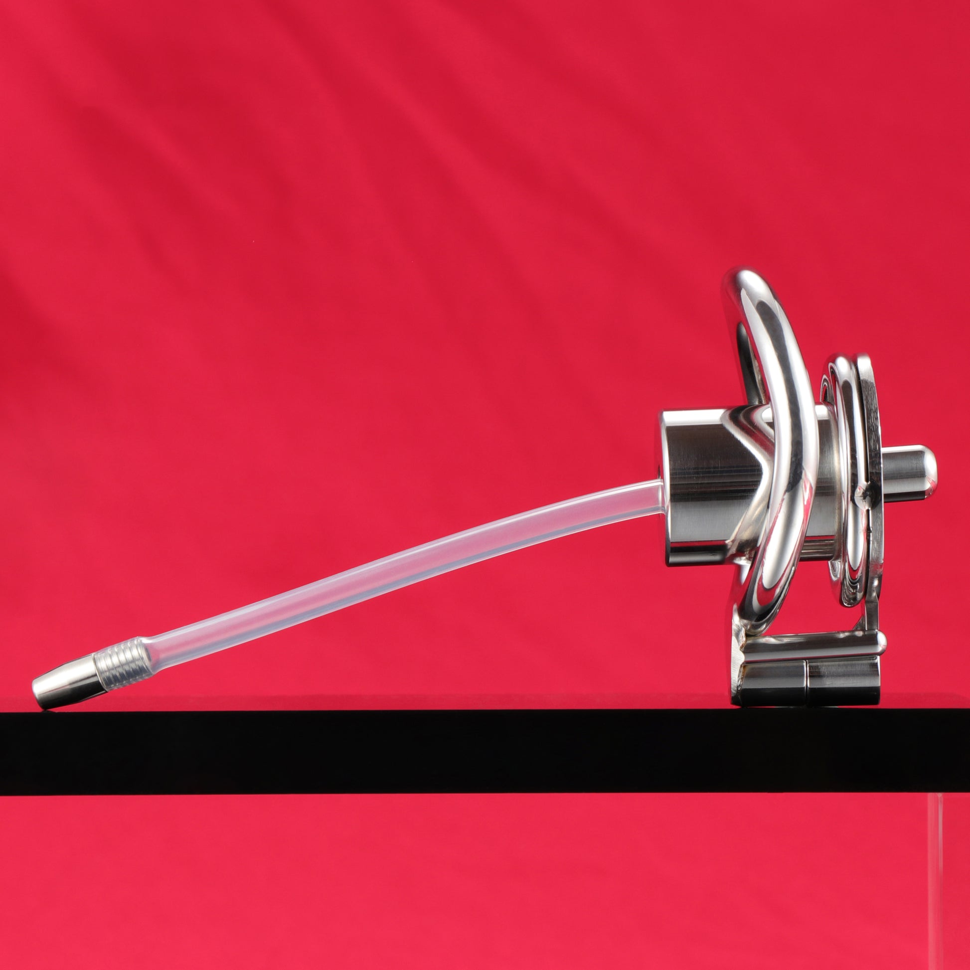 Screw Lock Inverted Single Cylinder Chastity Cage With Dildo & Catheter, F3409 - FRRK
