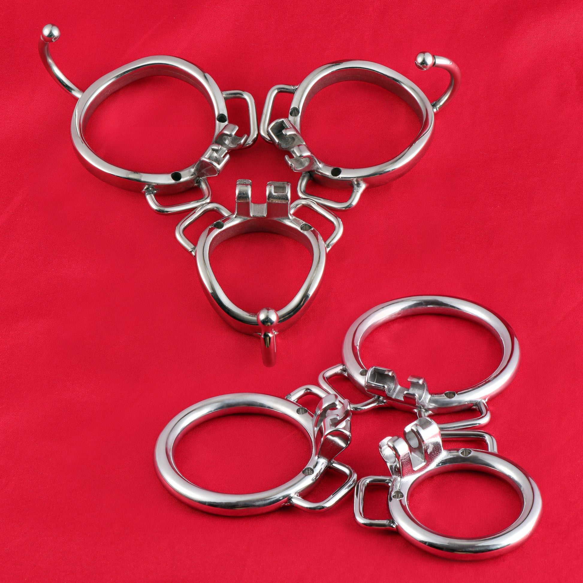 Base Rings for FRRK Chastity Cage (With Ears & Hook) That Fit Internal Side Slide Lock System Only, K03 - FRRK
