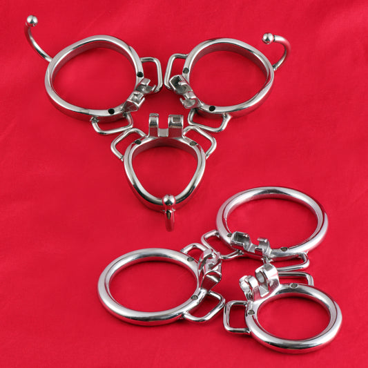 Base Rings for FRRK Chastity Cage (With Ears & Hook) That Fit Internal Side Slide Lock System Only, K03 - FRRK