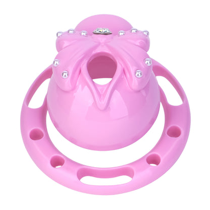 ABS Resin Rhinestone Bowknot Pot Lid Chastity Cage | AS605