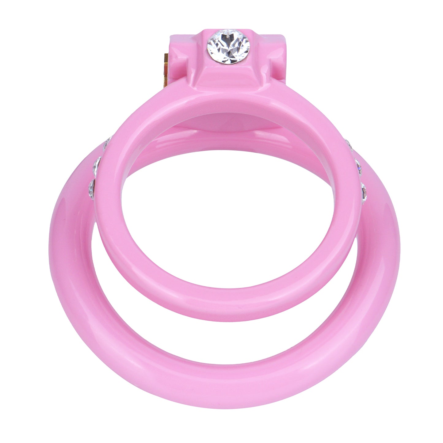 ABS Resin Rhinestone Dual Cock Ring Chastity Cage | AS602