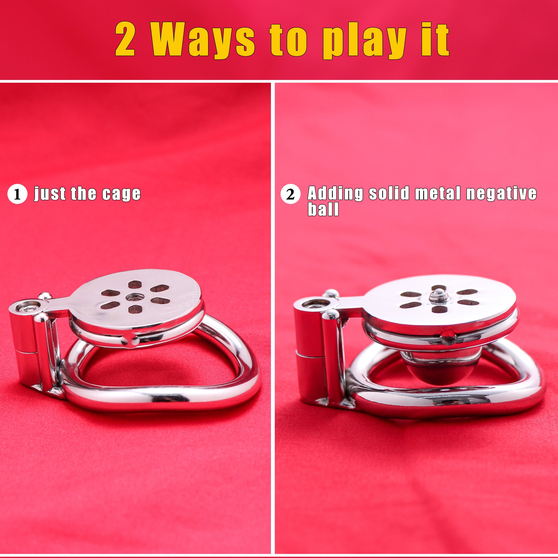 Flat Chastity Cage with Solid Metal Negative Ball, F3190 - FRRK