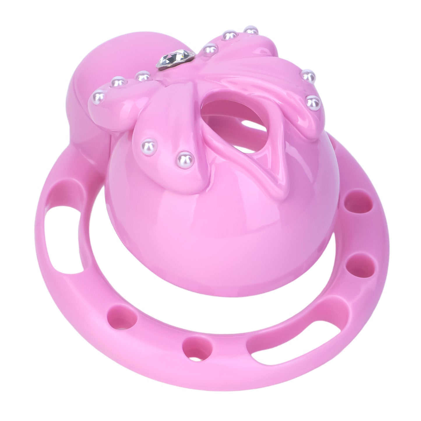 ABS Resin Rhinestone Bowknot Pot Lid Chastity Cage | AS605