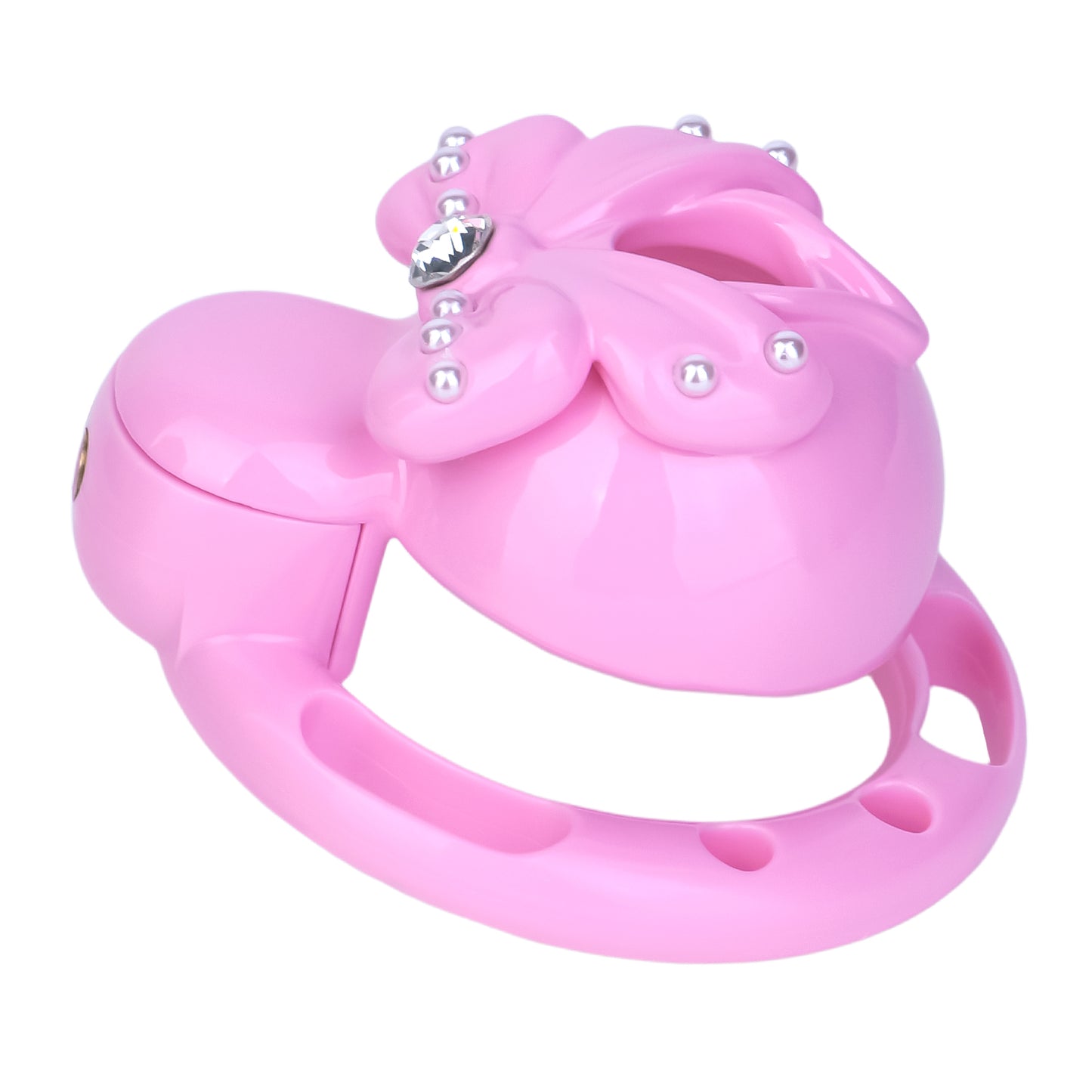ABS Resin Rhinestone Bowknot Pot Lid Chastity Cage | AS605