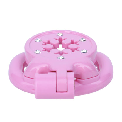 ABS Resin Rhinestone Snowflake Flat Chastity Cage | AS603