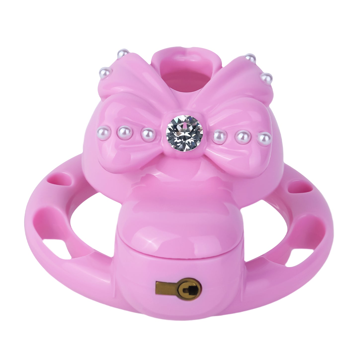 ABS Resin Rhinestone Bowknot Pot Lid Chastity Cage | AS605
